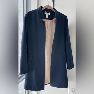 H&M collarless mid length navy blazer, size 10